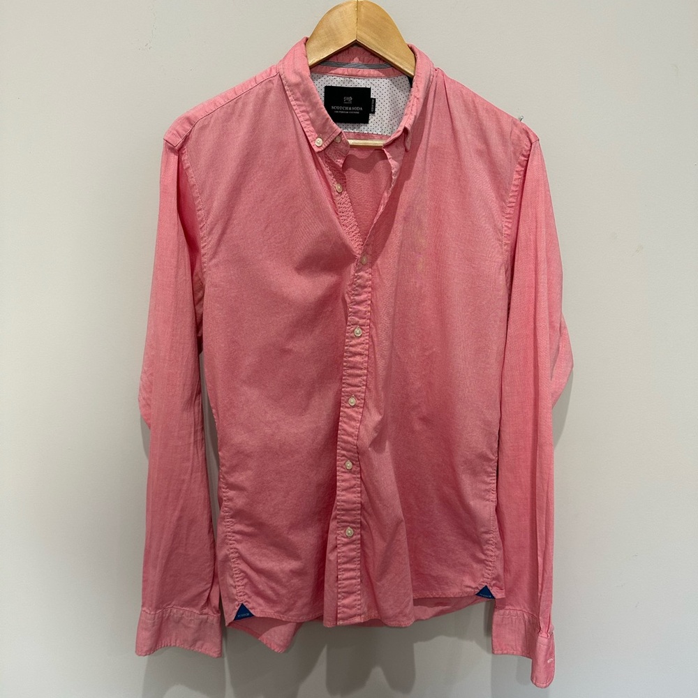 Scotch & Soda Men's Casual Pink Button-Down Shirt